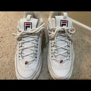 Chunky white Filas worn only a couple times